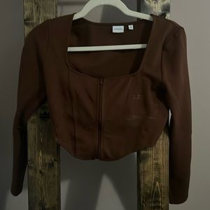 SMALL BROWN ZIPPER CORSET TOP
